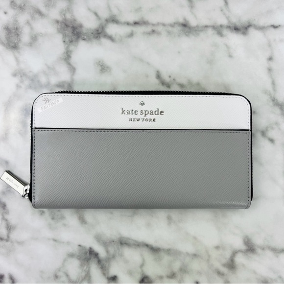 kate spade Handbags - Kate Spade Two-Tone Large Continental Wallet in Gray and White